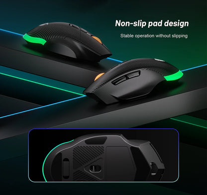 Wireless Game Mouse 12800DPI 1000Hz BT/2.4G/Wired 7 Buttons Macro Mouse for E-sports Ergonomic Design RGB Backlit