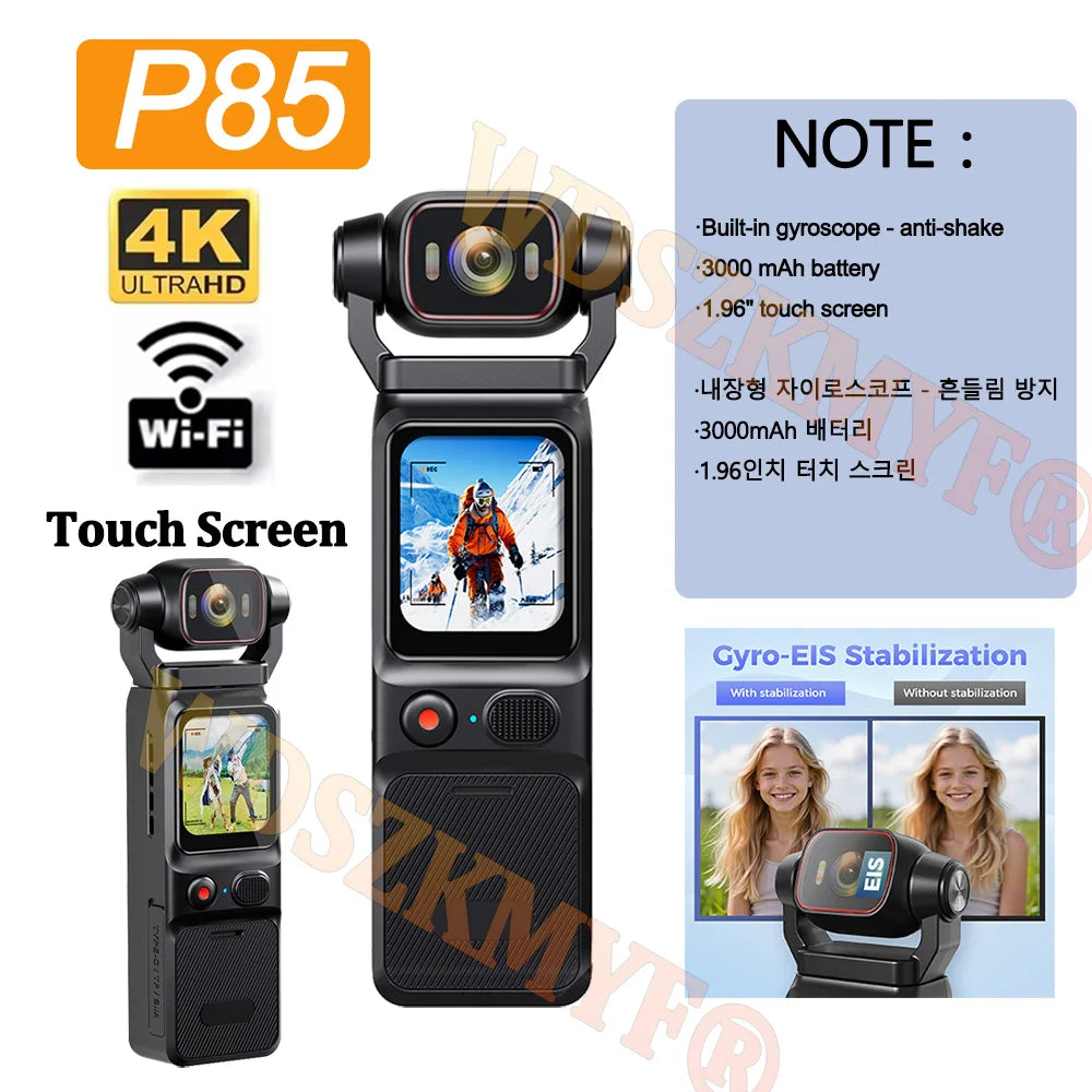 4K Handheld action camera 1.69“ touchscreen,4K Pocket camera Video recording camera, Rechargeable 1000mah/3000mAh, holiday gift