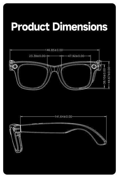 Smart Glasses 8 Million Pixels Recording Videos AI Photo Recognition Answer Translation 270mAh IP65 Waterproof Bluetooth Glasses
