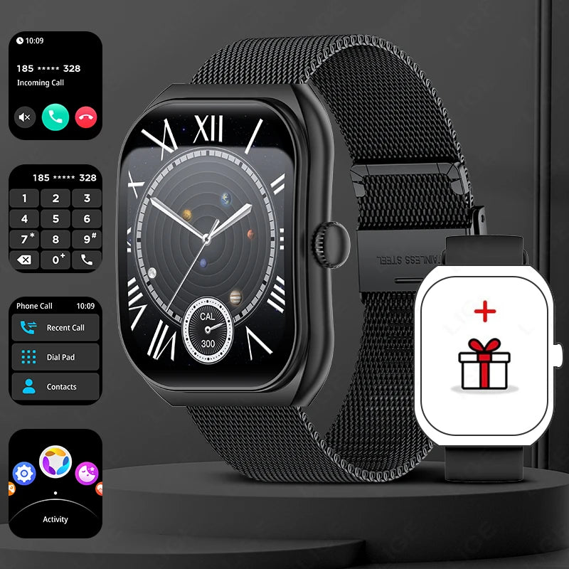 LIGE 2025 Smart Watch For Android IOS Phone 2.01" 3D Curved Screen Bluetooth Call Blood Oxygen Heart Rate Smart Watch Women Men