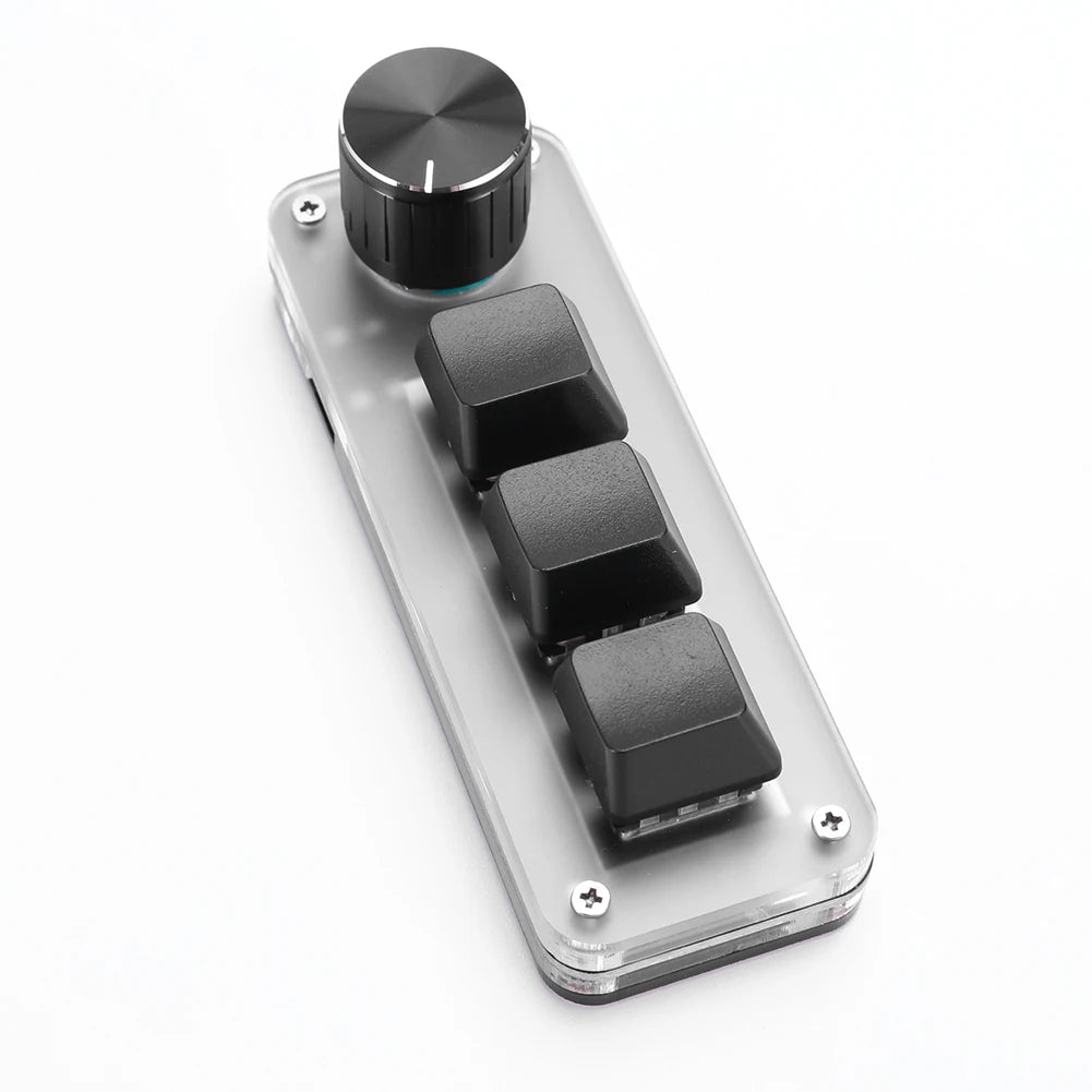 3 Key 1 Knob/4 Key Mini Mechanical BT Keyboard RGB Wired USB Mechanical Macropad Red Switches for Gamers/Designers/Video Editor