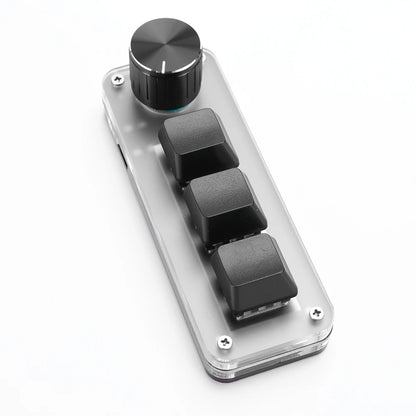 3 Key 1 Knob/4 Key Mini Mechanical BT Keyboard RGB Wired USB Mechanical Macropad Red Switches for Gamers/Designers/Video Editor