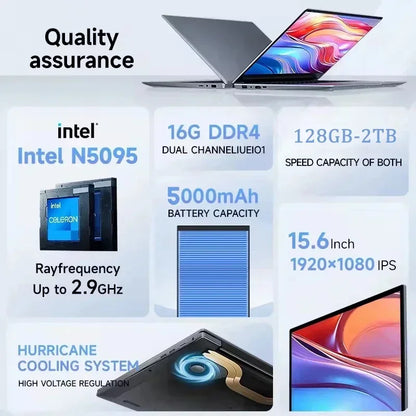 CARBAYTA 15.6" Laptop Computer Intel Celeron N5095 Notebook PC 16 32G Ram 128GB-2TB SSD Office Study PC Windows 11 1080P Laptops