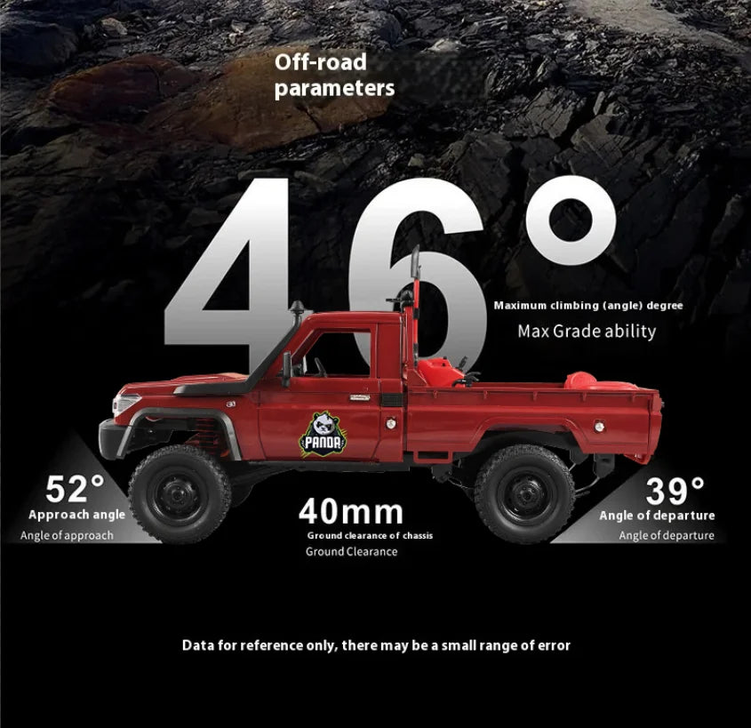 Panda Edition MN82 RC Cars 1/12 Full Scale 2.4G4WD 280 Motor Remote Control Off-Road Pickup Truck Model Car for Boys Adult Gifts