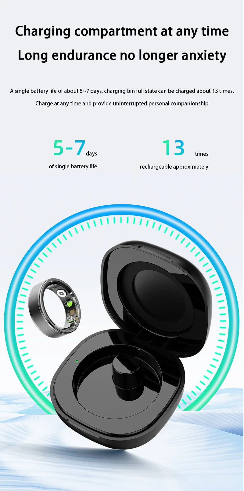 Xiaomi MIJIA Smart Ring With Charging Case Health Monitor Sleep Distance Calories IP68&5ATM Waterproof Multi-sport Men Women NEW