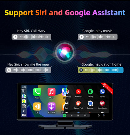 4K Dash Cam 10.26 inch Carplay & Android Auto Car DVR Video Recorder Dahscam Camera 5G Wifi GPS Navigation FM AUX 360 ° Rotation