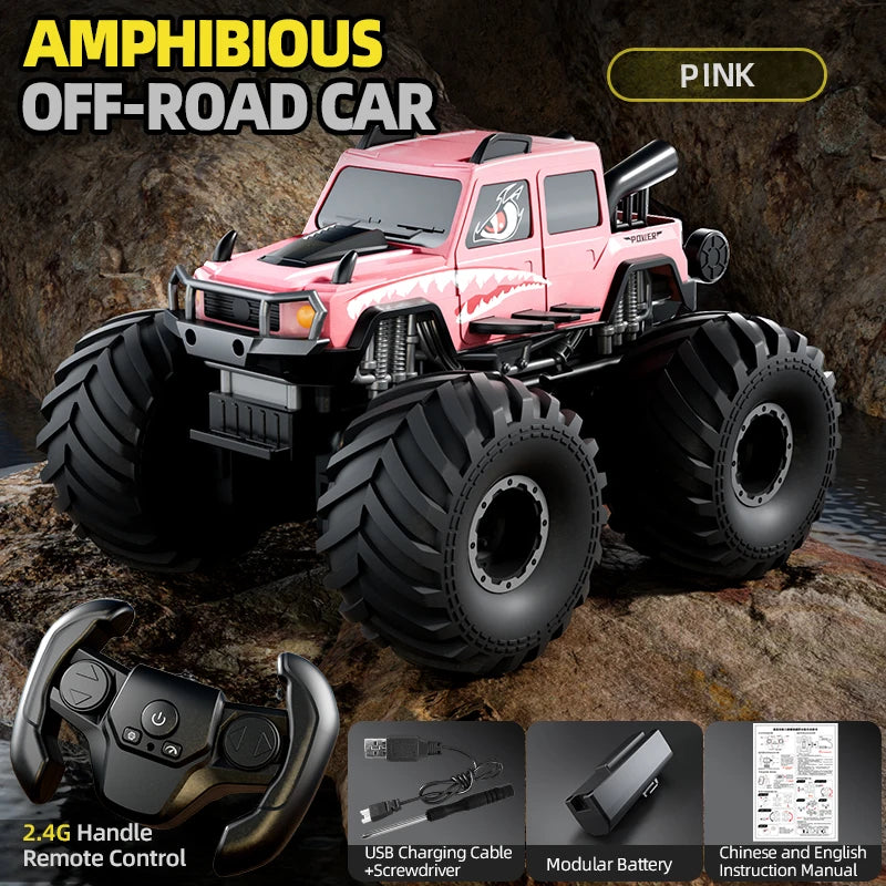 KBDFA Q215 Amphibious RC Car 2.4G 4WD Remote Control Truck Climbing Off Road Waterproof Armored Vehicles Kid Toys Gift