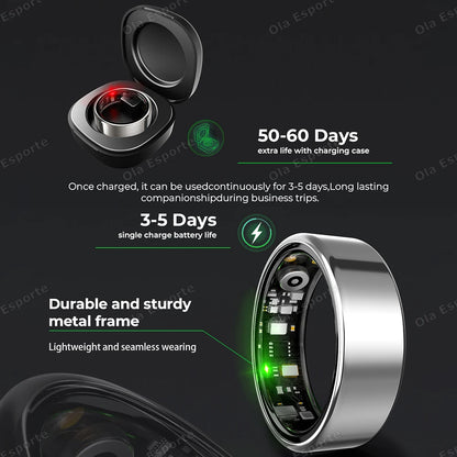 Smart Rings Steps Heart Rate Blood Oxygen Saturation Sleep Distance Calories IP68 Smart Ring Waterproof Multi-sport Mode Tracker