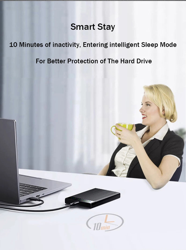 Portable  SATA To Type-C Hard Drive Chassis Intelligent Digital Display Adapter 2.5 Inch 6Gbps External HDD Case for PC Laptop