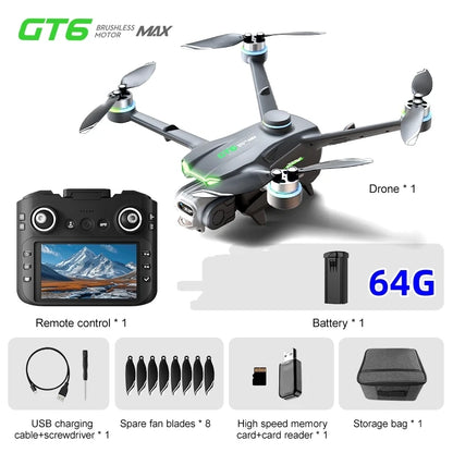 GT6 Professional Drone Long Range Flight Battery Quadcopter 4K HD Wifi Dron Aerial Photography Obstacle Avoidance Aircraft