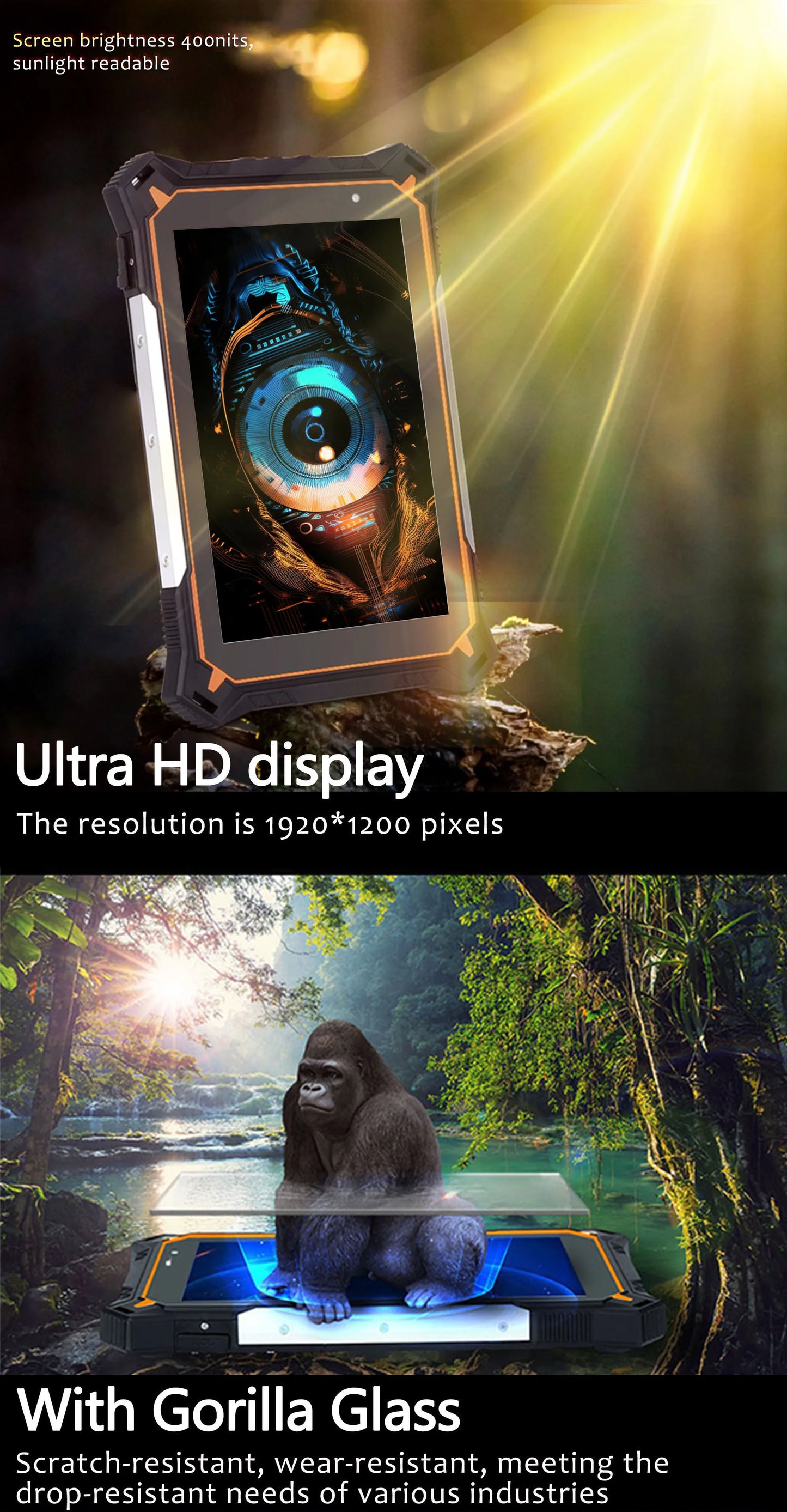 Android 12 Rugged Tablets PC 6GB RAM 128GB ROM Industrial Computer Tablets Phone 10000mah IP68 Waterproof 8 Inch Touch Screen