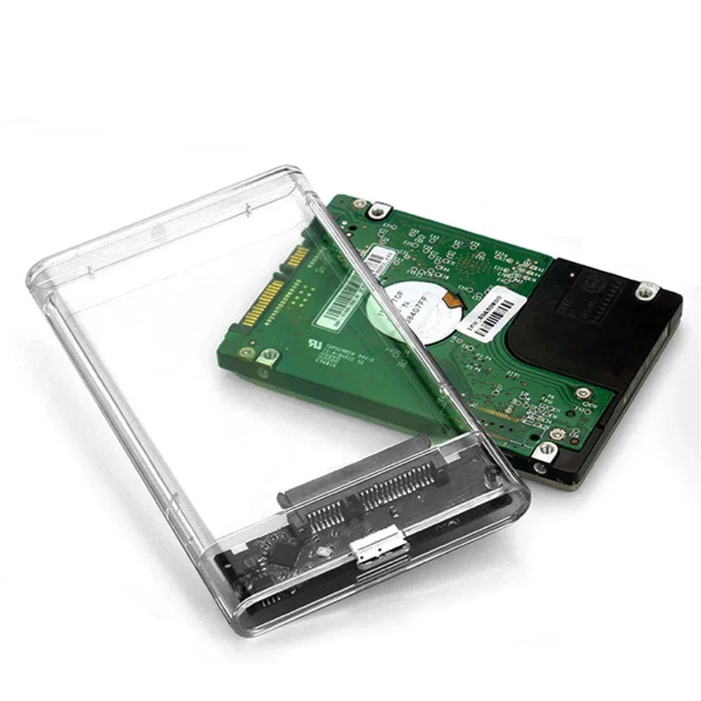 USB 3.0/Type C External Hard Drive Enclosure 2.5 Inch SATA to USB3.0 UASP Clear Portable Hard Drive Case HDD Tool-Free