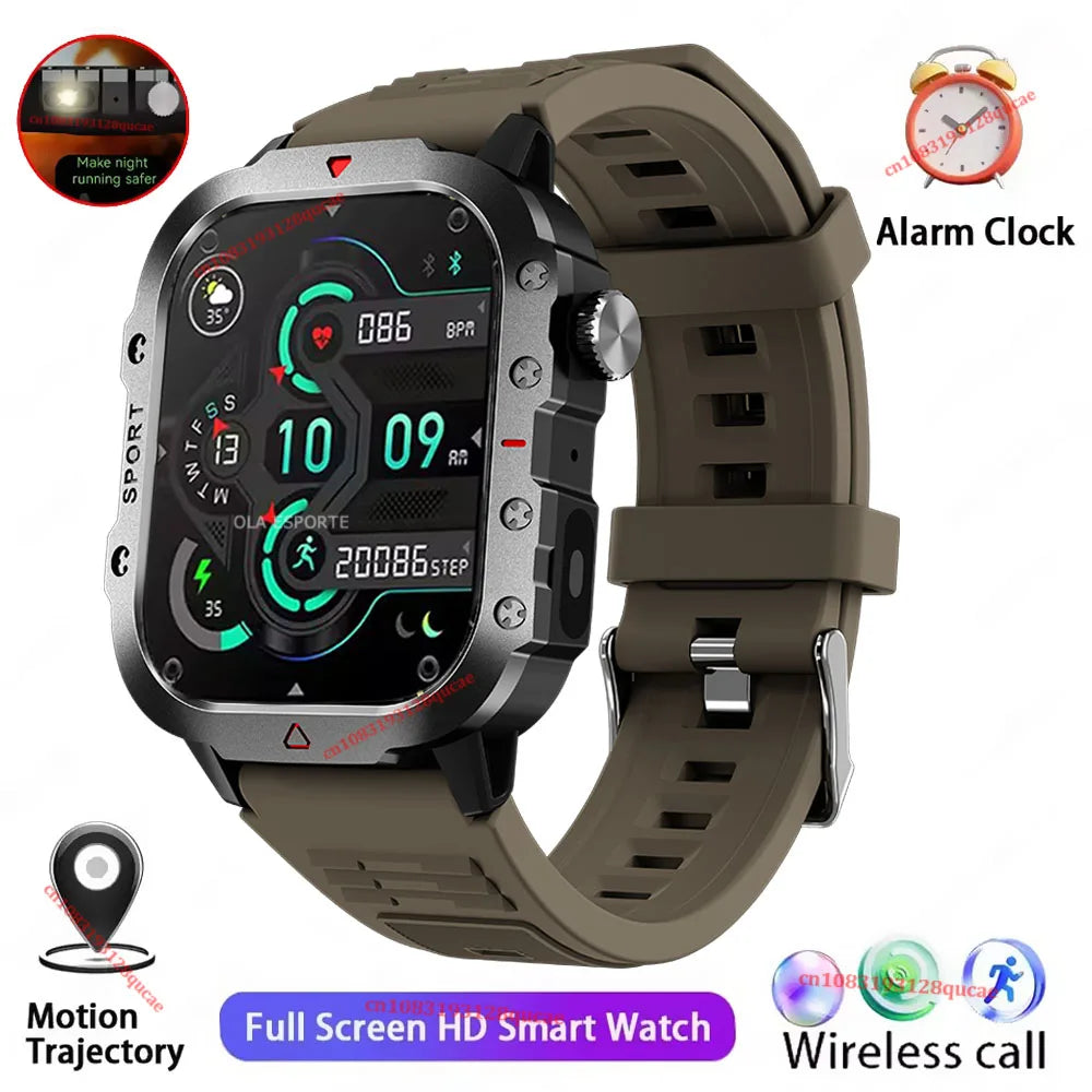 2025 New Military Smart Watch Men Outdoor 2.01" Al Voice Bluetooth Call Smartwatch Surprise Gift Outdoors For Android & IOS Male