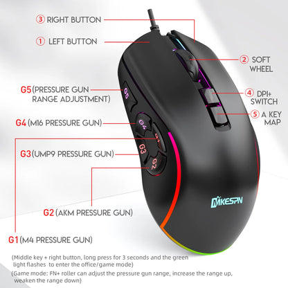 Gaming Ergonomic Mouse RGB Gaming Wired Mouse with 12800 Adjustable DPI, 10Programmable Buttons,for Gamer Office
