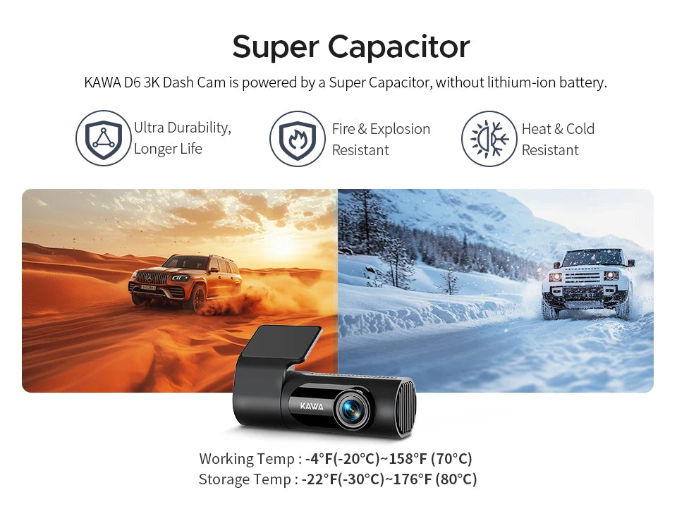 Dash cam KAWA D6 3K Video Recorder Car Dash Camera for AUTO, Car DVR Voice Control,Night Vision Dashcam 2025 New