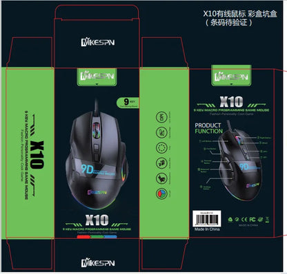 Macro Definition Wired Rgb Gaming Mouse  Full Speed 12800dpi 12 Keys Computer Accessories