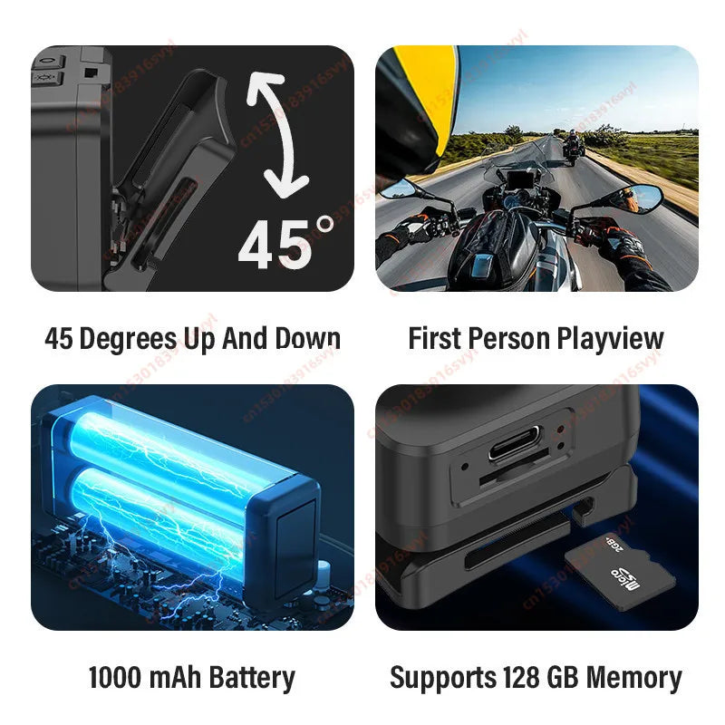 Action Camera Headlight First Perspective 2MP Sports Camera Smart Wave Hand Induction Video Recorder Built-in Battery Action Cam