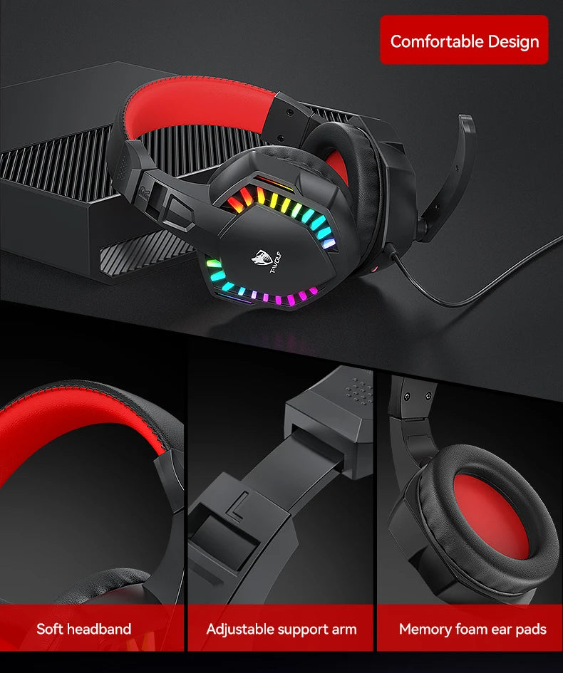 Five-piece Gaming Combo 104 Keys Keyboard 4-color Breathing Light Mouse 3.5mm Gaming Headset Gaming Speaker Anti-slip Mouse Pad