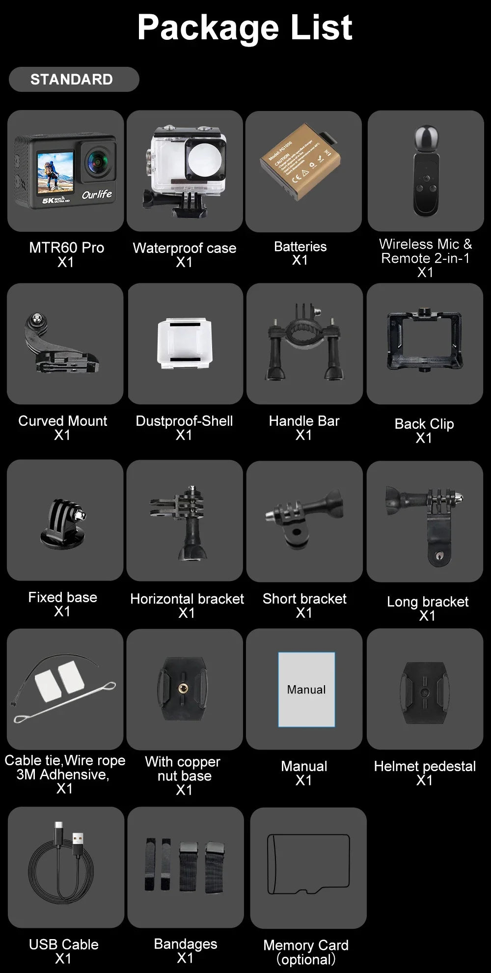 5K Action Camera 2.0'' Touch Screen 170° 30M Waterproof 5X Zoom WiFi Sport Camera With 2 in 1 Remote Control