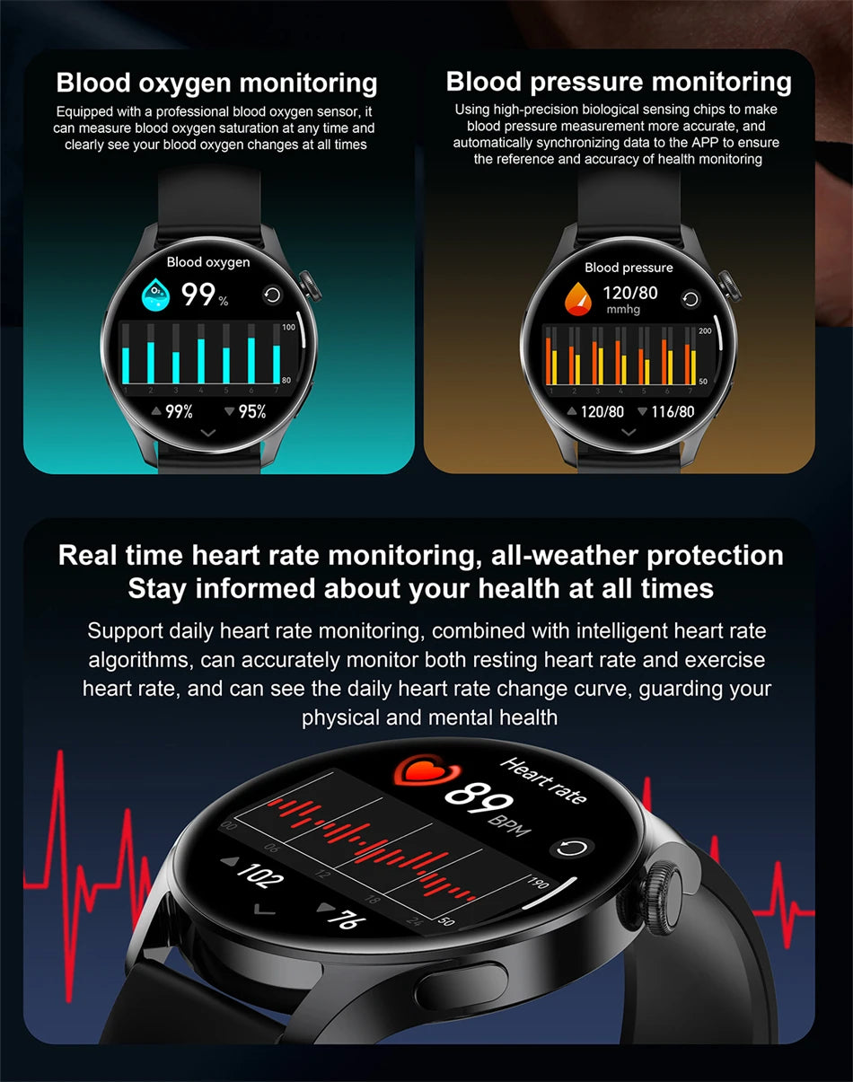 2025 New Watch 3 Smart Watch Men 1.53 Inch HD Screen GPS Fitness tracker Bluetooth Call Health IP67 Waterproof Smartwatch Man