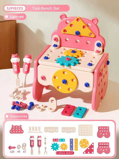 Children's Tool Set with Electric Toy Drill Kids Power Construction Toy Pretend Play Toy Tools Kit for Toddler Boys Girls Child