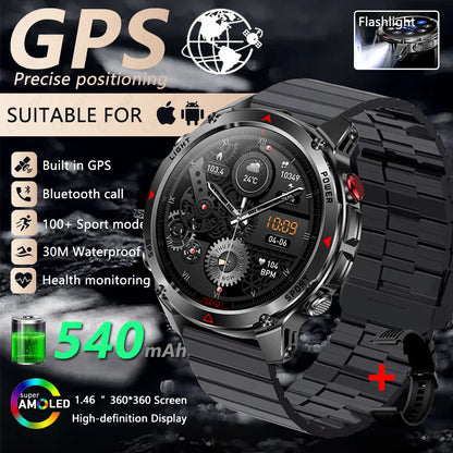Built-in GPS Positioning Smart Watch Men 1.46 Inch HD Screen Compass 100+ Sport Mode 30M Waterproof Bluetooth Call Smartwatch
