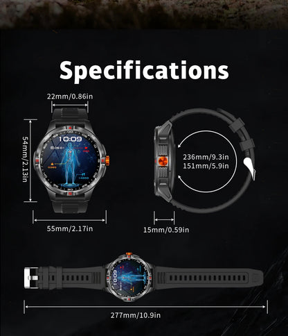 GPS Outdoor 1000mAh Battery Smartwatches Men 100+ Sports Mode Compass Heart Rate 3ATM Waterproof Bluetooth Call Smart Watch