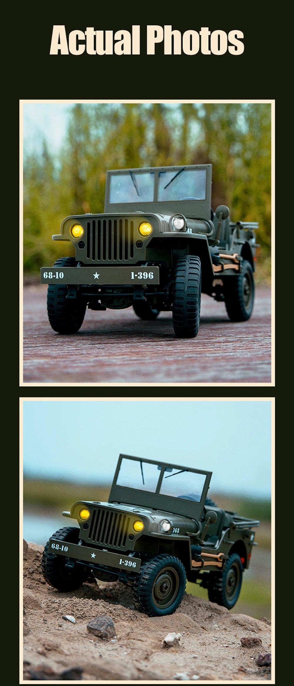 JJRC C8815 RC Car 1/10 WILLYS 1941 4WD RTR RC Crawler 2.4G Remote Control Car Off-road Climbing Military RC Truck Toys Gift