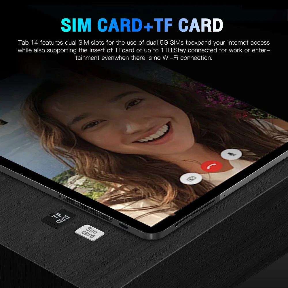 2025 Pad Tab 14 8 inch Android 12 16GB Ram 1TB Rom Dual SIM 10 Core Dimensity 9000 WPS GPS Bluetooth 10000mAh Original Tablet