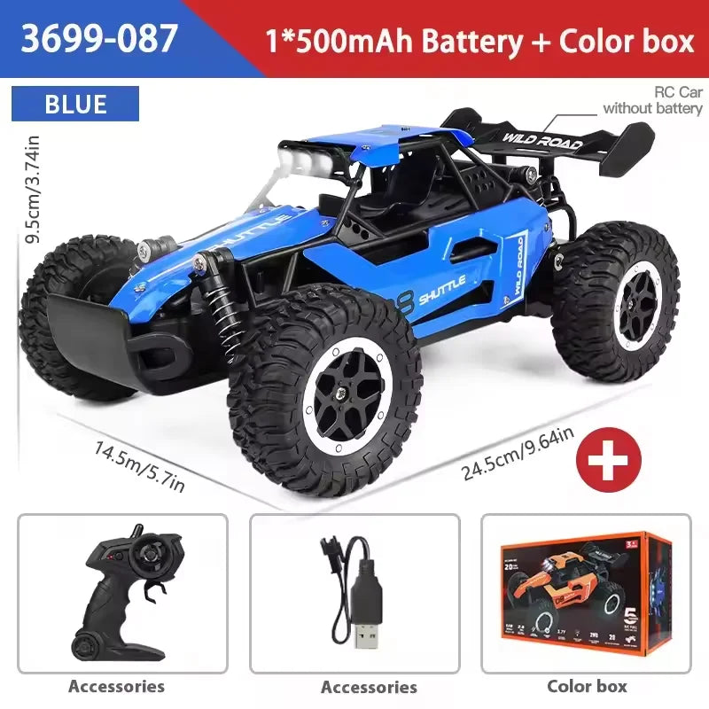 Rc Cars 1:16 2WD Off-Road RC Truck All Terrain 2.4G Electric RC Car High Speed 20KM/H Remote Control Car with LED Lights Kid Toy
