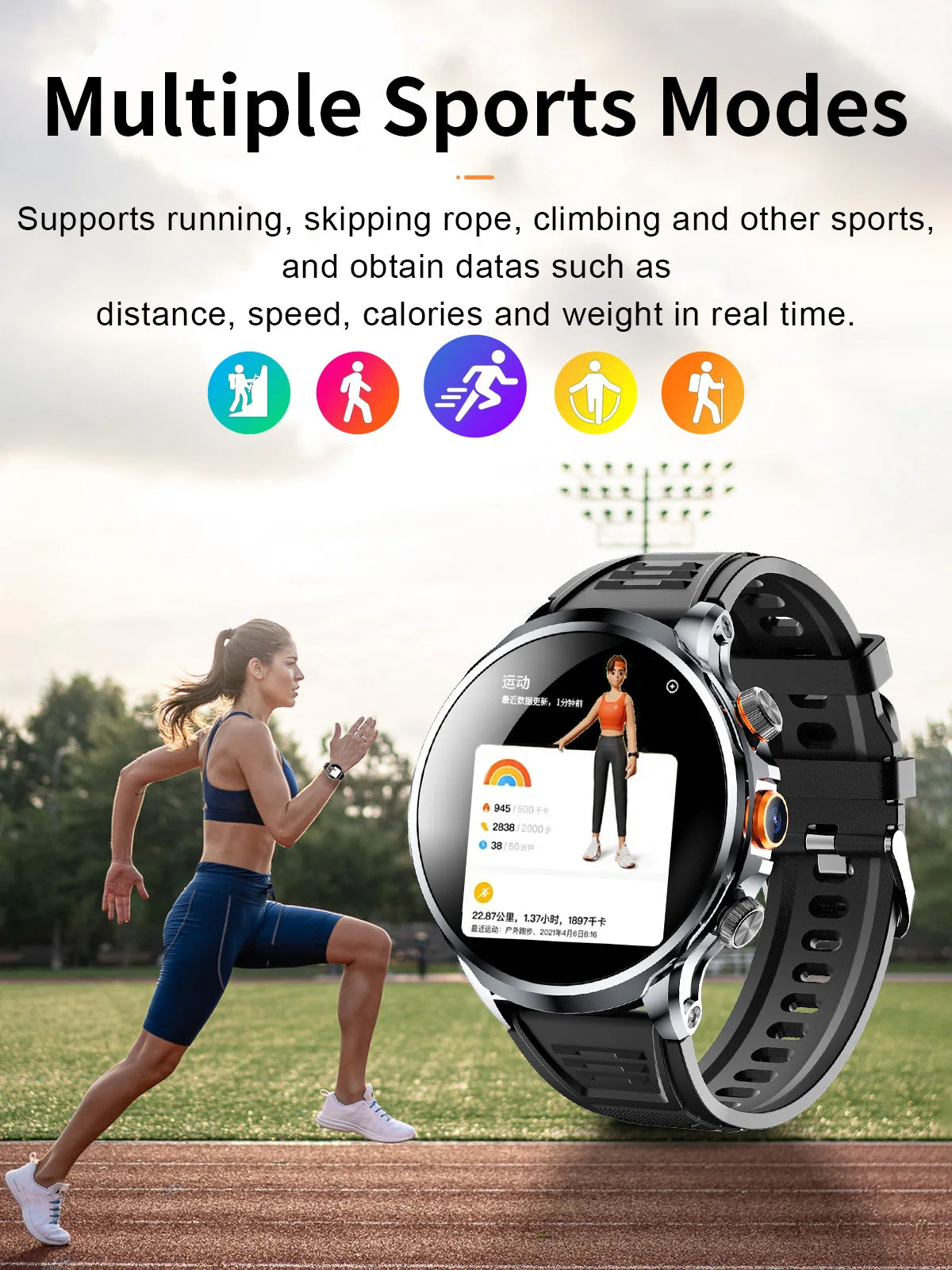 2024 H18 Smart Watch 1.85'' Large Screen HD Display 5G SIM Card WIFI Video Call Side Camera Fitness Tracker Pedometer for Men