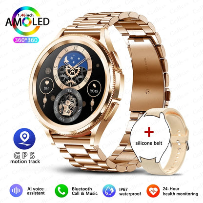 Outdoor GPS Sports Bluetooth Call Smartwatch Men's AMOLED HD Screen AI Voice Assistant 24 Hours Heart Rate Monitoring Smart Wach