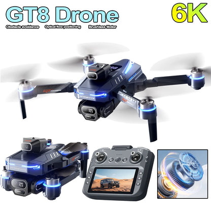 GT8 Drone 6K HD Camera Obstacle Avoidance Aerial Photography Brushless Drone with Screen Foldable RC Drone  four-axis Drone