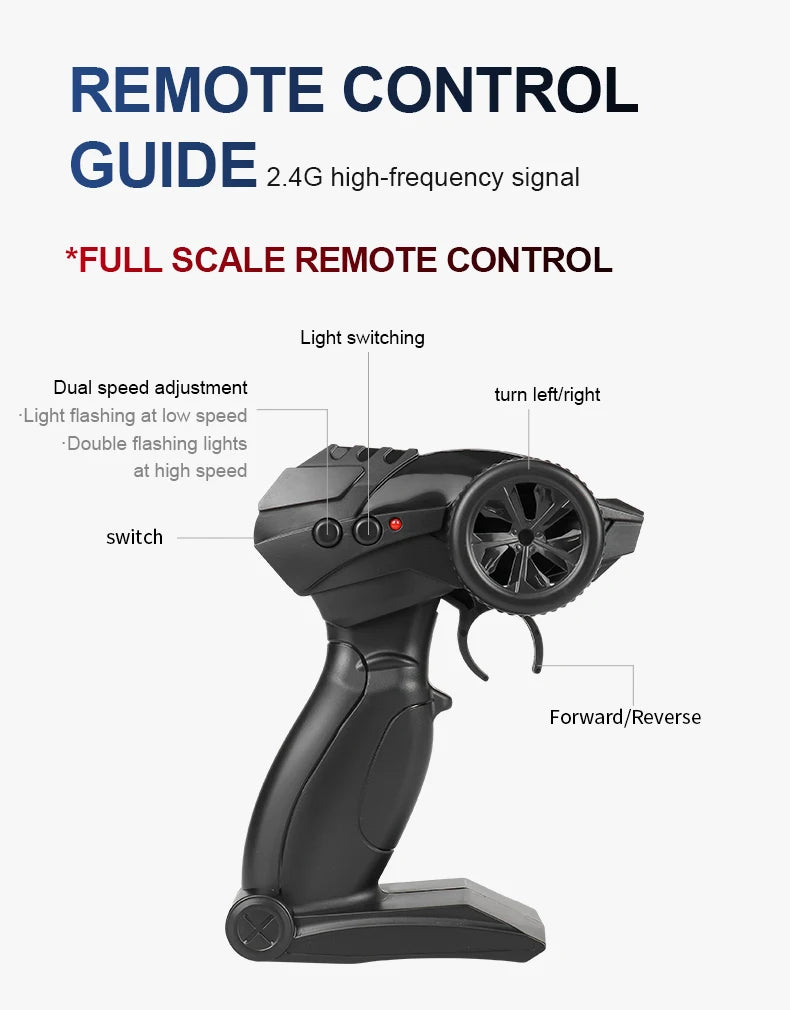 RC Alloy Car 1:16 Scale 2WD Off-Road Climbing Remote Control Car With LED Light 20KM/H High Speed Toys Gifts For Boys Girls Kids