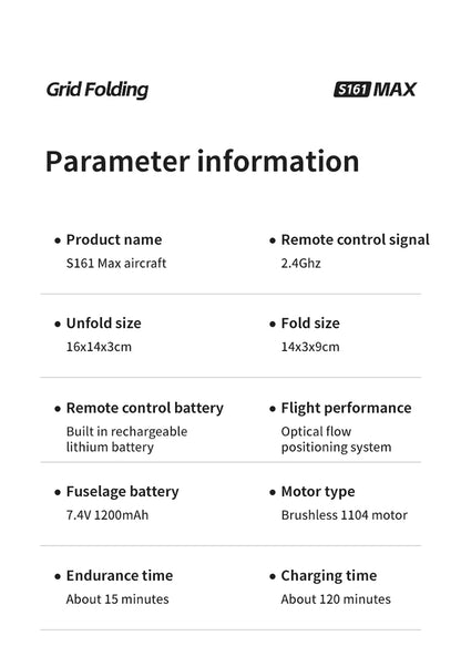 Original Mini Drone Flying Camera S161 RC Dron 8K HD Aerial Photography Pocket UAV with Screen Control Brushless Full Enclosure