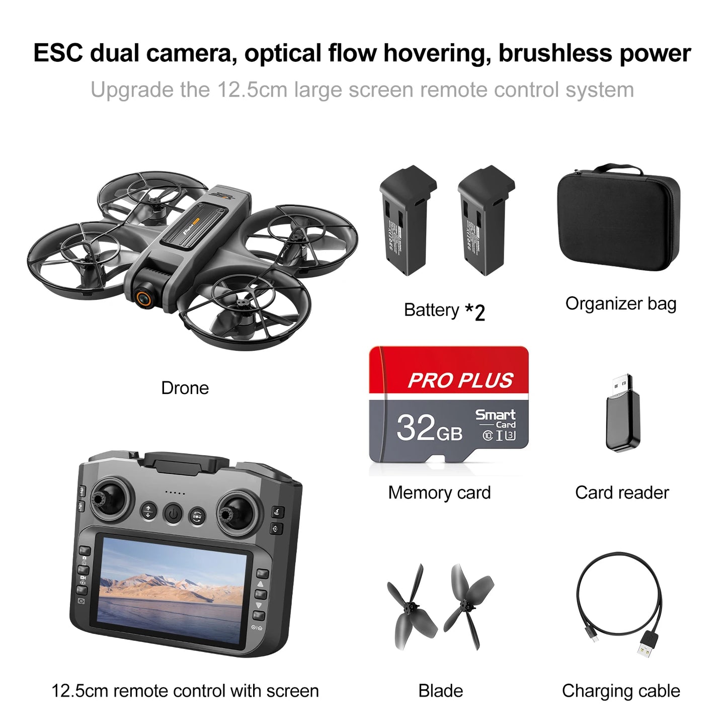 Drone with Camera 4K HD Video Stable Hover 180° Adjustable Lens 3D Flip RC Drones FPV Brushless Optical Flow Quadcopter UAV