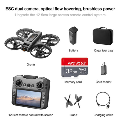 Drone with Camera 4K HD Video Stable Hover 180° Adjustable Lens 3D Flip RC Drones FPV Brushless Optical Flow Quadcopter UAV