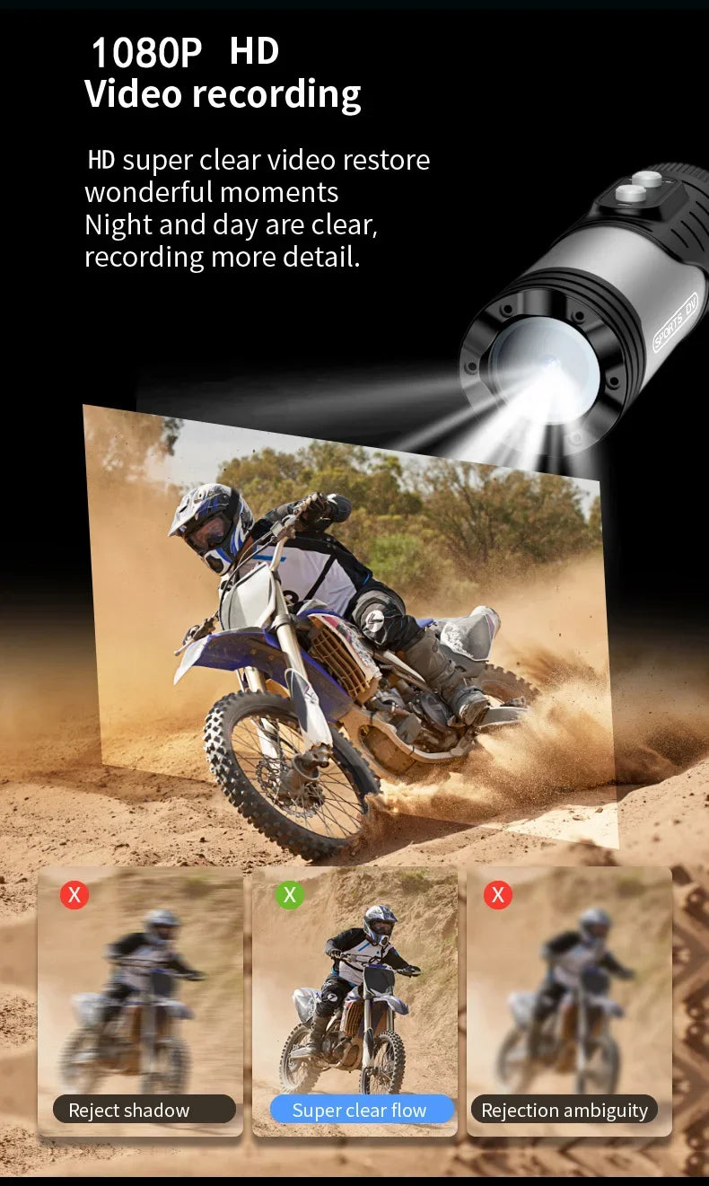 4K Full HD Wifi Portable Camera Waterproof and Anti Shake Sports Cameras Bicycle Motorcycle Helmet Cam Flashlight Camcorder