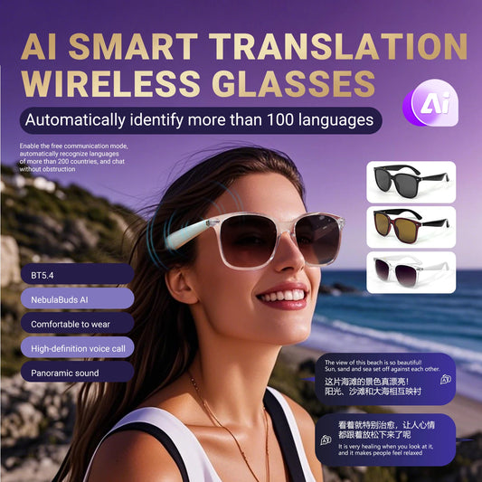 LIGE New Smart Glasses Women Men AI Intelligent Translation 100 Language UV Protection Sunglasses Driving Wireless Music Eyewear