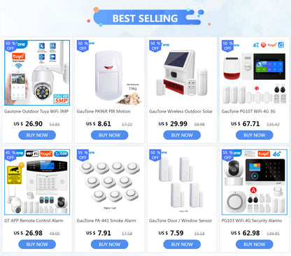 GSM Alarm System Tuya Smart Home WIFI Home Security System DIY Kit with door sensor and PIR motion sensor work with Alexa