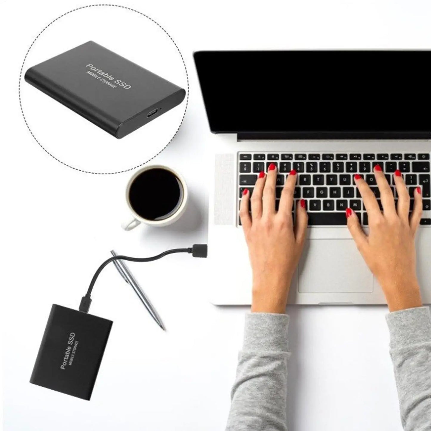 500GB Portable SSD High Speed External Hard Drive Portable Hard Drive Lightweight Design Mass Solid Drive for Phone Laptop