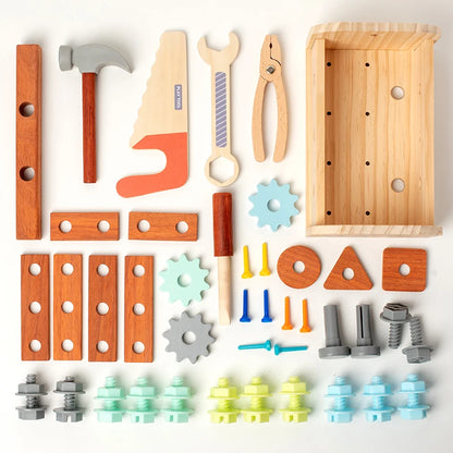 Wooden Tool Toy Set Includes a variety of tools like hammers and wrenches Kids can pretend to be little craftsmen and have a bla