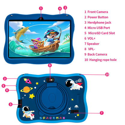 7 Inch Kid Tablet 4GB RAM 64GB ROM Android 13 Wi-Fi Battery Dual Camera Children's Gift Kids Software