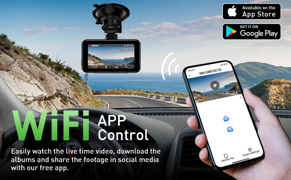 Dash Cam for Cars Car Camera Dash Cam 4K WIFI Camera for Car Front and Rear Dash Camera Wifi Dashcam Vehicle Black Box