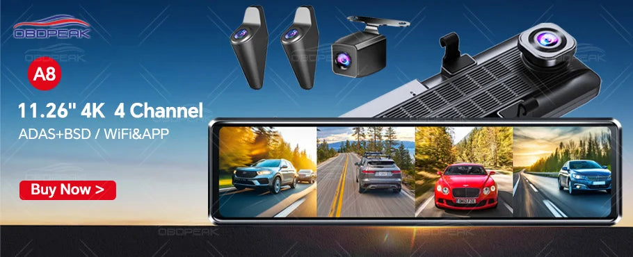 Dash Cam 5K Front Rear Car Camera Wireless CarPlay & Android Auto  WiFi GPS 11.3" Touch Screen GPS Navigation Night Vision DVR