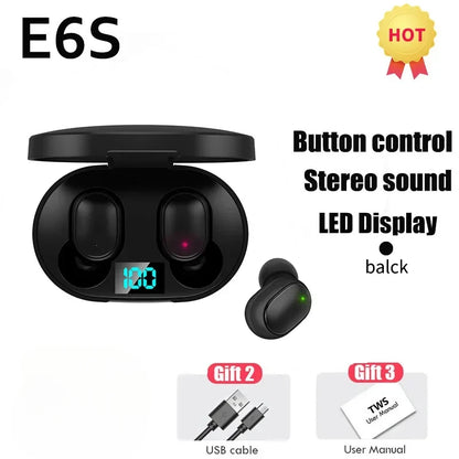 E6S Air Pro Fone Bluetooth Earphones Wireless Headphones LED Display Noise Cancelling Earbuds by Mic Wireless Bluetooth Headset
