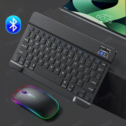Keyboard For Tablet Android iOS Windows Wireless Keyboard and Mouse Bluetooth-compatible Rainbow Backlit Mouse For iPad Phone