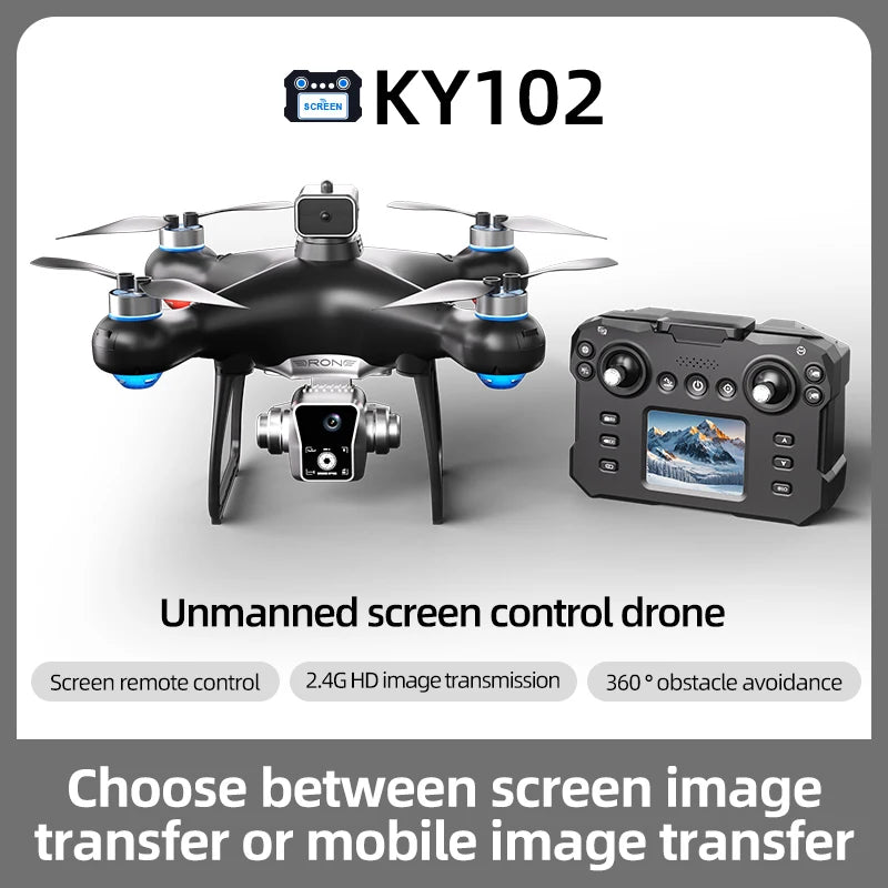 KY102 Drone 4K Remote Control Wizard with Screen Brushless Motor Optical Streaming Electric Lens HD Aerial Photography rc dron