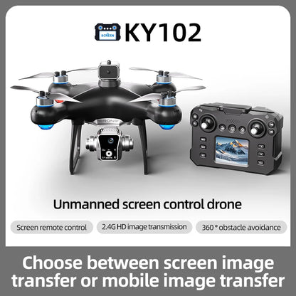 KY102 Drone 4K Remote Control Wizard with Screen Brushless Motor Optical Streaming Electric Lens HD Aerial Photography rc dron
