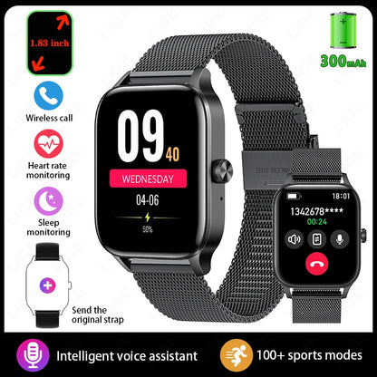 Fashion Smart Watch Men Women 1.85” HD Screen Custom Watch Face Health Monitor Women’s Watch Bluetooth Call Sports Smartwatches